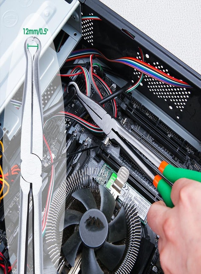 كماشة LEONTOOL ذات قبضة خرطوم طويلة 11 بوصة - لإزالة شمعة الإشعال وغطاء الإشعال المائل - كماشة ذات أنف حلقي طويل المدى بفكين مسننين - قطر 1/2 بوصة - Image 4