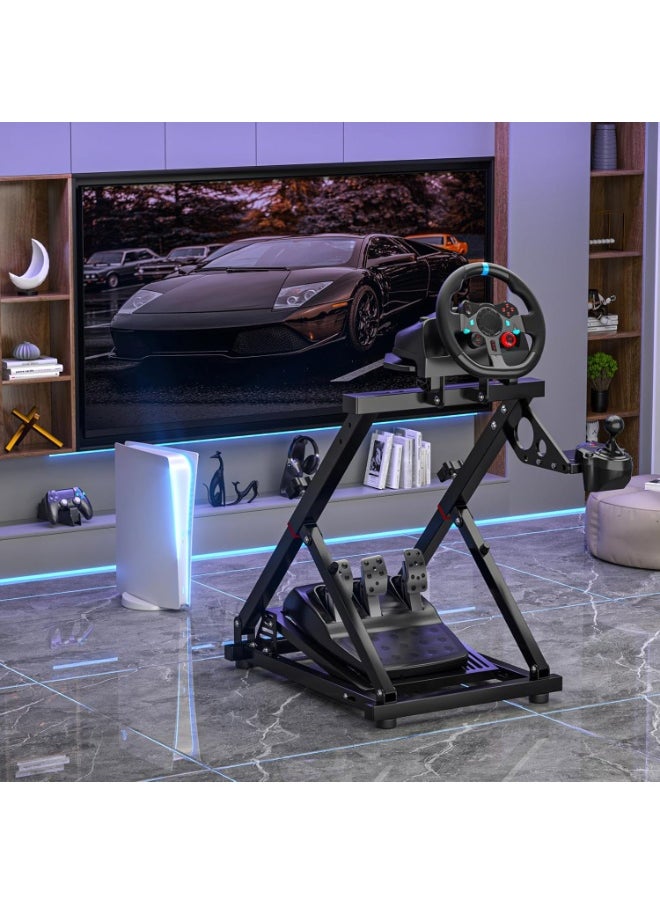 FlashHawk Racing Wheel Stand - Stable Triangle Support for Logitech G29/G920/Thrustmaster | Height Adjustable | Foldable  - Image 2