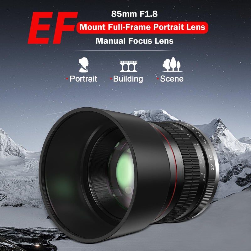 BENOISON 85mm f1.8 Portrait Lens - EF Lens for Canon, Manual Focus (MF) for Canon EOS Rebel T8i T7i T7 T6 T6s T6i SL3 SL2 90D 80D 77D 4000D EOS-1D X Mark III/II, 5D Mark IV, 6D Mark II etc (EF Mount) - Image 3