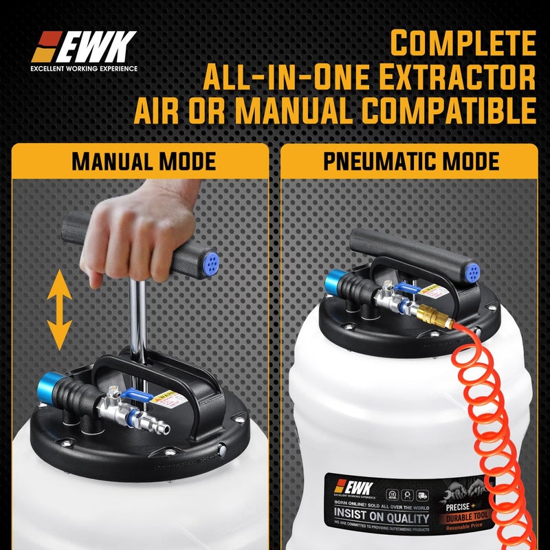 EWK 10.5L Pneumatic/Manual Oil Extractor Pump for Oil Change, Fluid Extractor for Automotive Fluids Vacuum Evacuation - Image 5