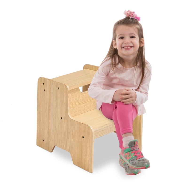 Melissa & Doug Kids Wooden Step Stool - Light Natural Finish - Image 3