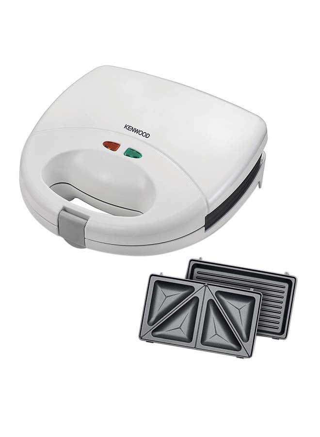 Kenwood Sandwich Maker 2 In 1 (Sandwich And Grill/Griddle) Dual Plate Press For Toasties, Paninis & Snacks - Easy To Use & Clean, Non-Stick Plates, Compact Size Bread Toaster Owsmp01.Aowh. 750 W SMP01.A0WH White - Image 1