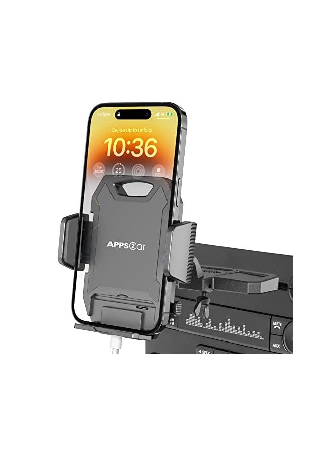 PROMASS - Car Phone Holder CD Slot Mount 360° Rotation Car CD Tray Phone Holder Release in One Hand Compatible with iPhone14/13/12 Series, Galaxy S22 S21, etc - Image 1