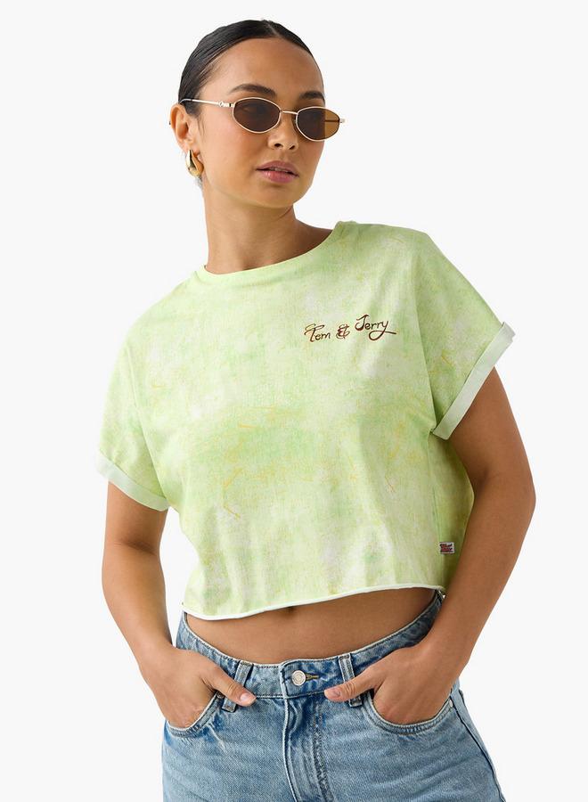 اس بي كاركترز تيشيرت قصير بطبعة توم وجيري وأكمام ممتدة - Image 3