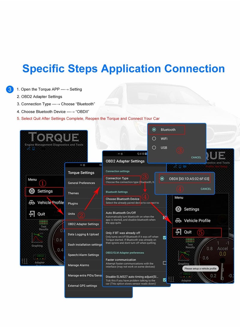 Generic - Car OBD2 Scanner Bluetooth Diagnostic Tool Code Reader Check Engine Light for Andriod iOS Windows - Image 1