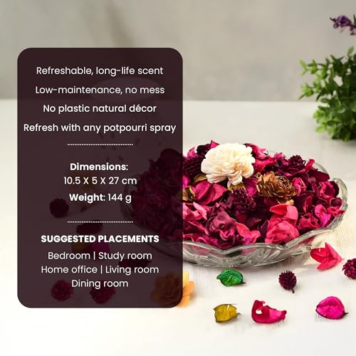 IRIS, Home Fragrance -Rose Potpourri - Floral Rose Scent - Fine-Living Fragrance -Natural Decoration - Mood Enhancer - Made in India - 140 Gram - Red - Image 5
