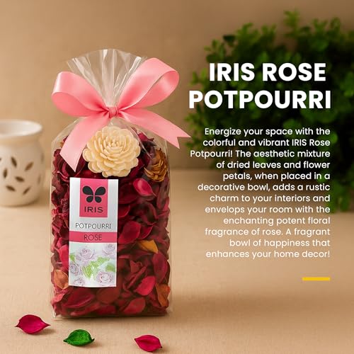 IRIS, Home Fragrance -Rose Potpourri - Floral Rose Scent - Fine-Living Fragrance -Natural Decoration - Mood Enhancer - Made in India - 140 Gram - Red - Image 3