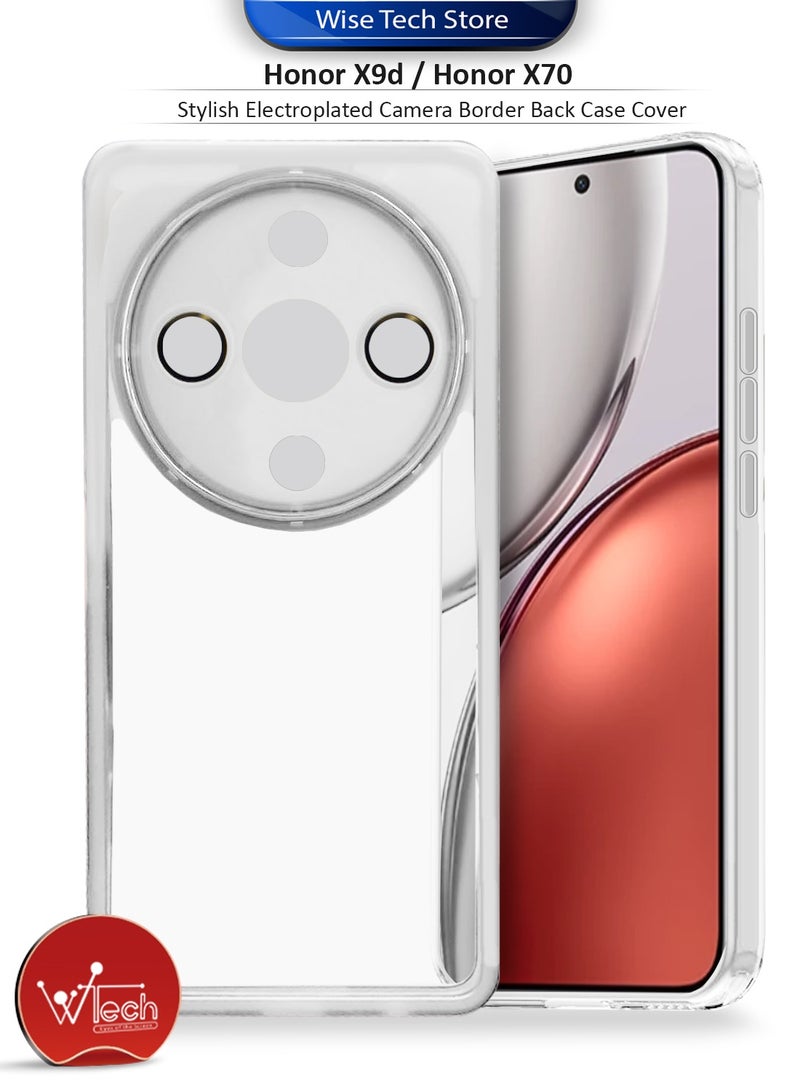 Wtech Honor X9d / Honor X70 5G 2025 Soft Transparent TPU Camera Lens Protection Silicone Ultra Thin Phone Stylish Electroplated Camera Border Back Case Cover - White - Image 1