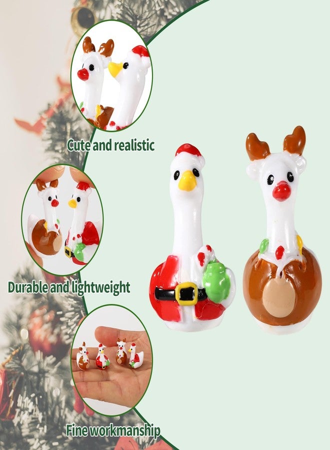 Sinbana 50pcs Mini Christmas Goose, Miniature Resin Figurines Small Animal Tiny Goose Decor Accessories for Dollhouse Fairy Garden Christmas Party DIY Crafts (Santa Claus + Elk Style) - Image 4