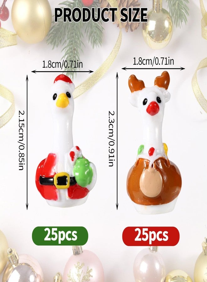 Sinbana 50pcs Mini Christmas Goose, Miniature Resin Figurines Small Animal Tiny Goose Decor Accessories for Dollhouse Fairy Garden Christmas Party DIY Crafts (Santa Claus + Elk Style) - Image 2