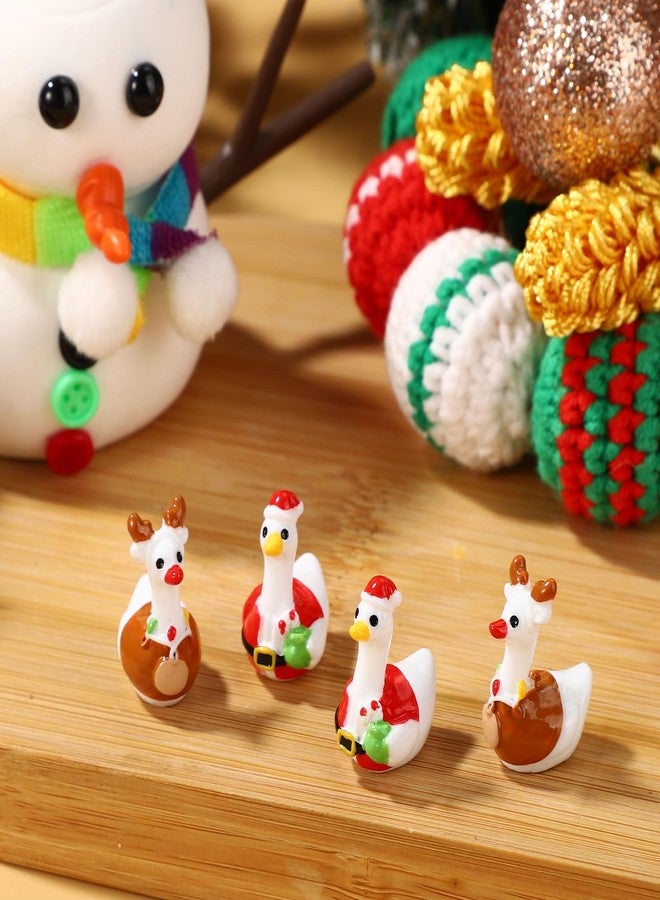 Sinbana 50pcs Mini Christmas Goose, Miniature Resin Figurines Small Animal Tiny Goose Decor Accessories for Dollhouse Fairy Garden Christmas Party DIY Crafts (Santa Claus + Elk Style) - Image 3