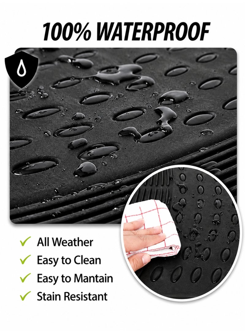 Eworld 3 Piece Set Enhanced Proline Trimmable Floor Mats for Cars Trucks Jeeps Vans and SUVs Universal Fit Design Black Heavy Duty Waterproof and All Weather Protection Odorless Rubber with Anti-Slip Feature - Image 3