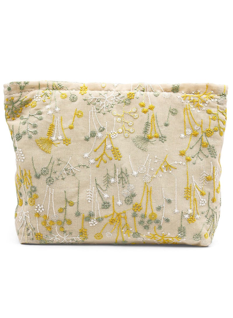 SYOSI Makeup Bag for Women, Flower Cosmetic Bags Zipper Pouch, Portable Large Capacity Canvas Makeup Bag Zipper Pouch, Travel Toiletry Bag Cosmetic Organizer for Women and Girls (Silk Flower)  - Image 1