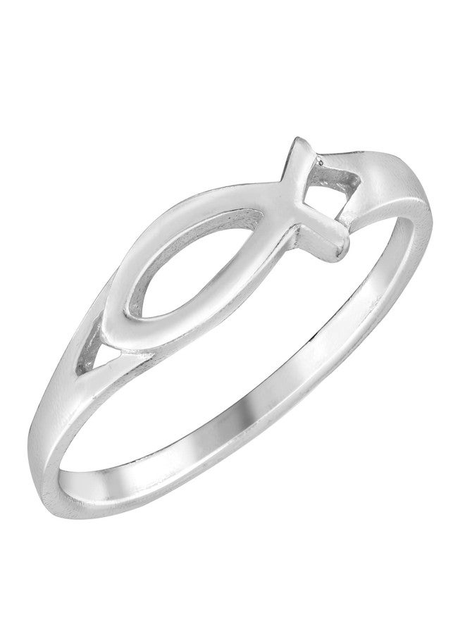 AeraVida Simple Christian Ichthys Jesus Fish .925 Sterling Silver Everyday Ring, 6 UK, Metal, not known - Image 1