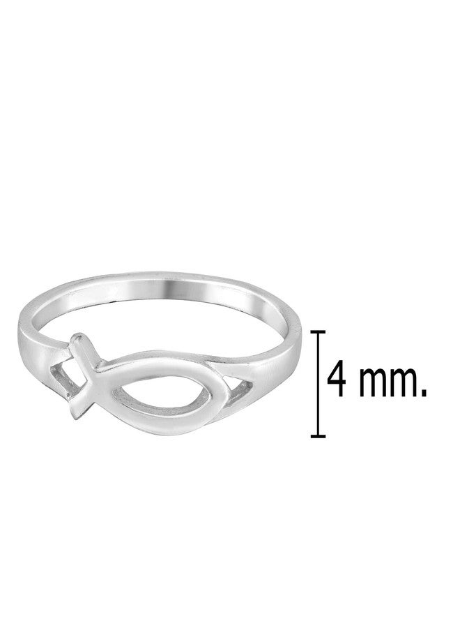 AeraVida Simple Christian Ichthys Jesus Fish .925 Sterling Silver Everyday Ring, 6 UK, Metal, not known - Image 4
