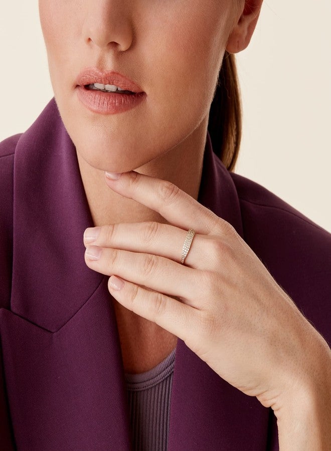 PAVOI 14K Gold Plated Slim Signet Ring with Sparkling Cubic Zirconia | Lightweight Dainty Statement Rings for Women (Yellow Gold, 7) - Image 2