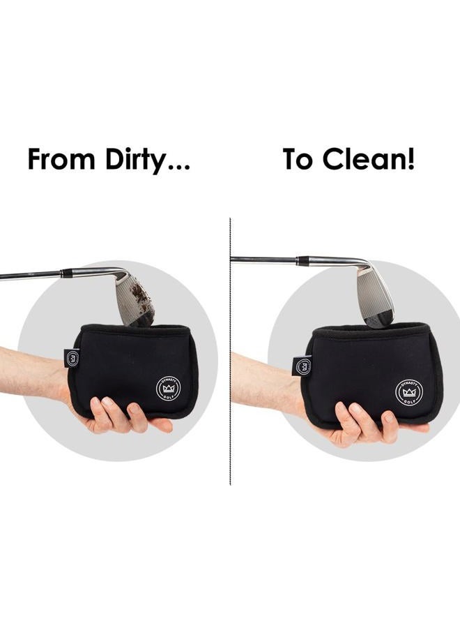 Dynasty Golf Golf Club Cleaner for Golf Bag - Golf Ball Cleaner Pouch - Waterproof Inside and Dry Outside - Golf Club Brush and Groove Cleaner in One - Golf Ball Washer - Golf Club Bag Accessories - Image 2