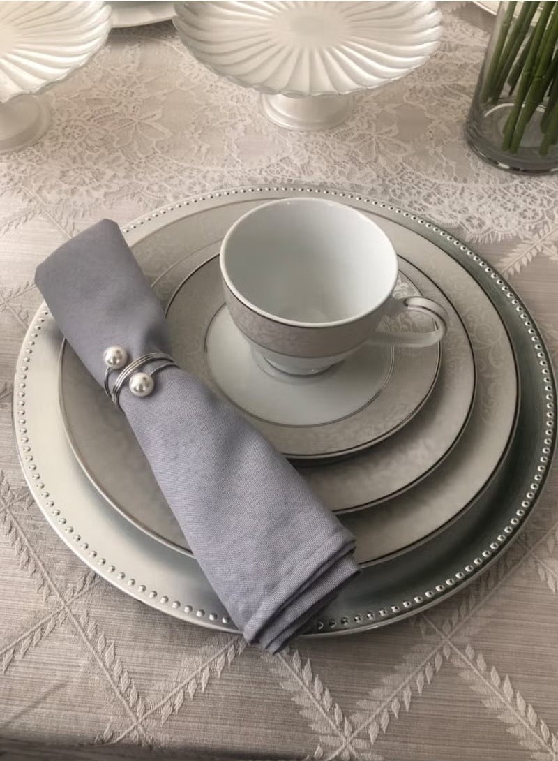 8Pcs Silver Pearl Napkin Rings Retro And Simple Style Silver Napkin Ring Pearls，Silver Metal Electroplated Napkin Rings For Family Dinner Wedding Table Decoration Birthday Party Decoration  - Image 3