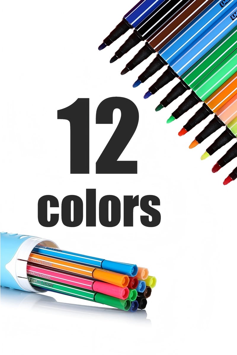 Generic 12 Piece  Marker Pens Set - Art Kit for Kids 2-12 Years (for Crafts/School/Birthday Gifts) - Image 1