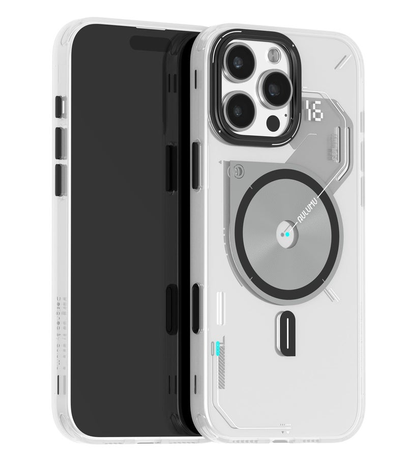 Aulumu حافظة حرارية مغناطيسية Aulumu A16 لجهاز iPhone 16 Pro Max | تحكم محدث في الكاميرا | تقنية IMD | متوافقة مع Magsafe | تغليف كامل من جميع الجهات | أبيض شفاف باللمس - Image 1