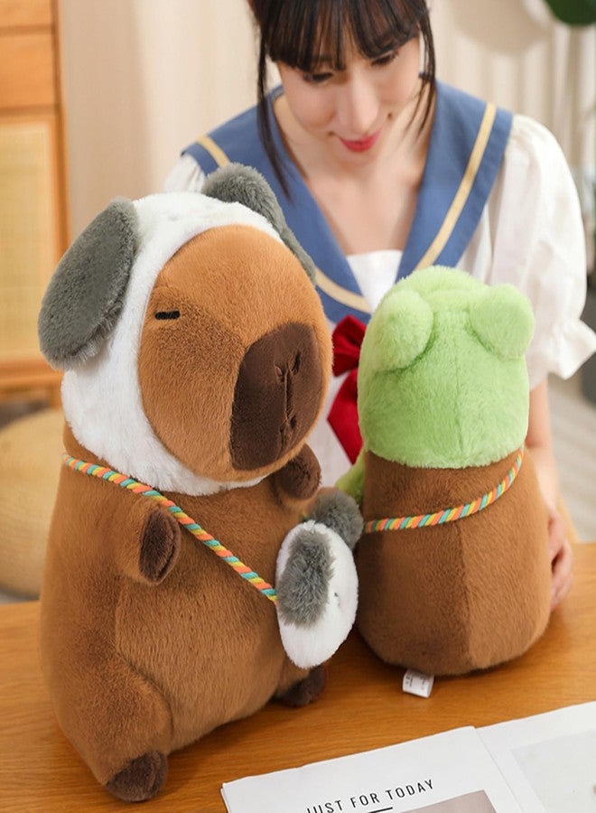 Ditucu Capybara Plush with Frog Hat & Mini Bag 9.8 inch Cute Capibara Stuffed Animal Soft Plushies Toys Gifts for Kids Adults Brown - Image 4