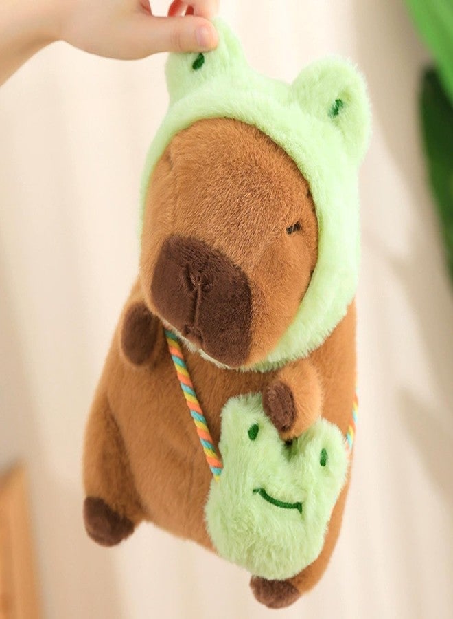 Ditucu Capybara Plush with Frog Hat & Mini Bag 9.8 inch Cute Capibara Stuffed Animal Soft Plushies Toys Gifts for Kids Adults Brown - Image 5