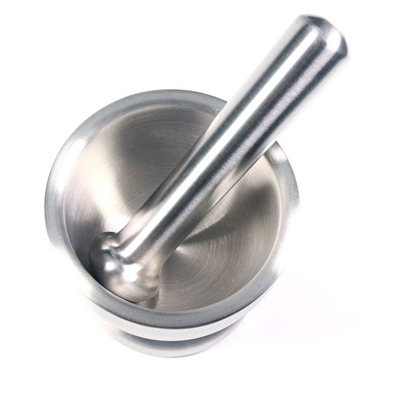 AJARVAR Manual Grinder 304 Stainless Steel Garlic Masher Masher Medicine Pot Mortar Pestle Mill Grinder Crushing Bowl Stainless Steel Mortar and Pestle Manually Grind Spices Garlic Press - Image 2