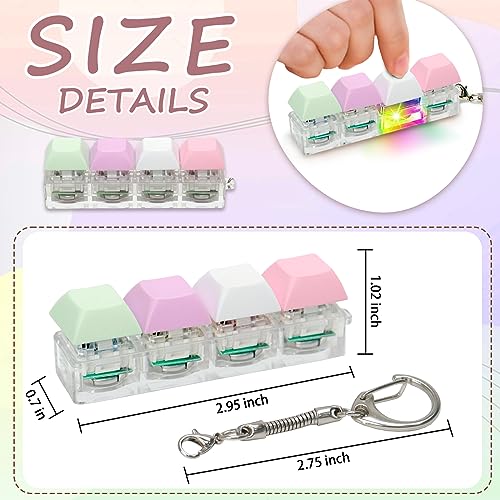 COZYMATE Keyboard Fidget Toys for Adults Keyboard Clicker with LED Light Keychain Fidget Sensory Fun Toys for Anxiety Decompression (Macaroon2, 4 in 1) - Image 2