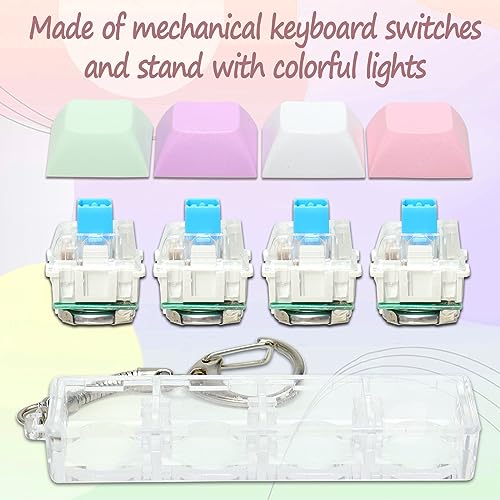 COZYMATE Keyboard Fidget Toys for Adults Keyboard Clicker with LED Light Keychain Fidget Sensory Fun Toys for Anxiety Decompression (Macaroon2, 4 in 1) - Image 3