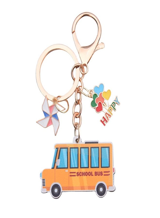 Sdopbinbin School Bus Keychain Gifts for Boys Girls First Day of School Gift for Students Teachers Thank You Gifts for Teacher School Bus Driver Appreciation Gifts Keychain for Men Women Adults - Image 1