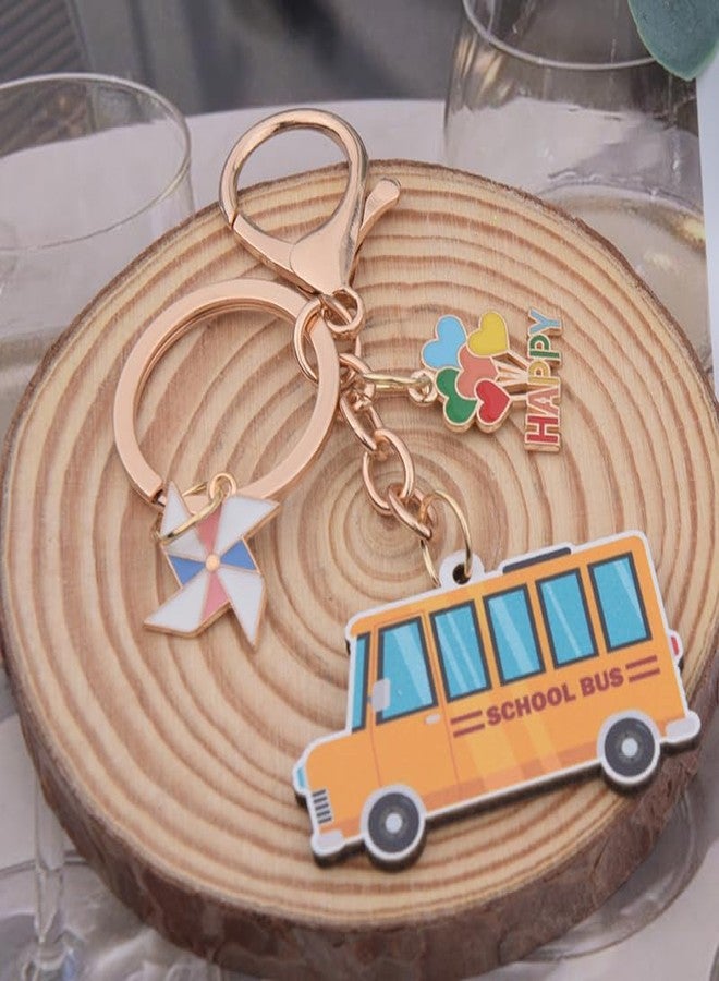 Sdopbinbin School Bus Keychain Gifts for Boys Girls First Day of School Gift for Students Teachers Thank You Gifts for Teacher School Bus Driver Appreciation Gifts Keychain for Men Women Adults - Image 2