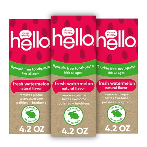 Hello Fresh Watermelon Fluoride Free Kids Toothpaste, 4.2 Oz Tube (Pack of 3) - Image 1