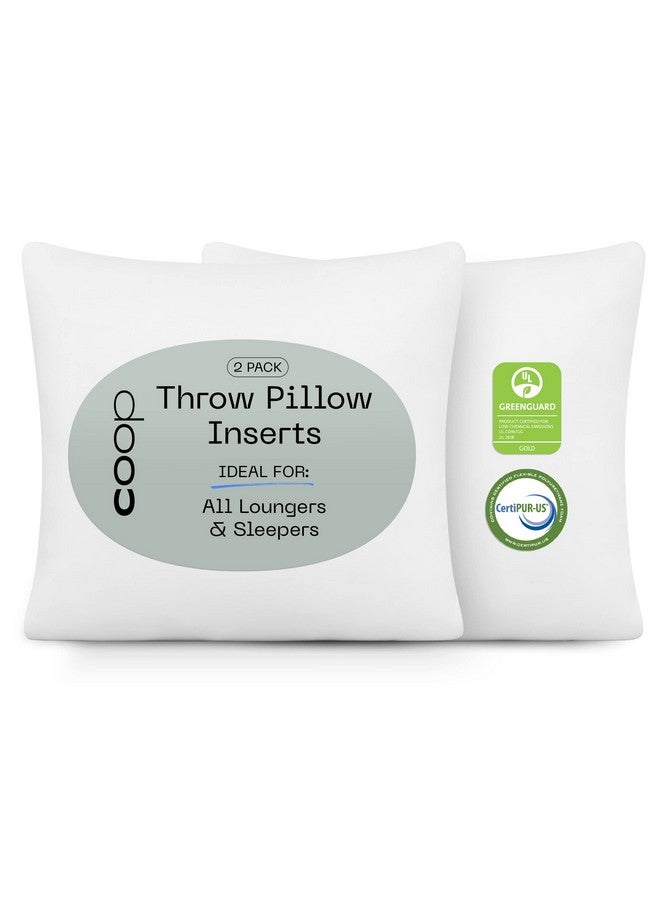 Coop Home Goods Coop Home Goods Original Adjustable Throw Pillow Inserts, Pack of 2, White, 18x18 Inches, Couch and Decorative Pillows with Memory Foam Fill - Image 1