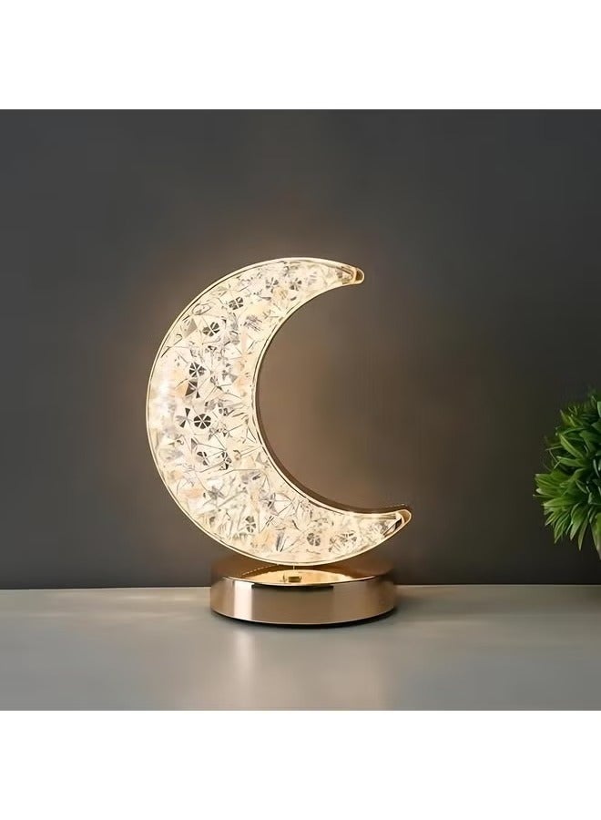 Raxoom Moon LED Table Lamp – Creative Crystal Night Light with Dimming, USB Charging, and 3 Color Options - Image 1