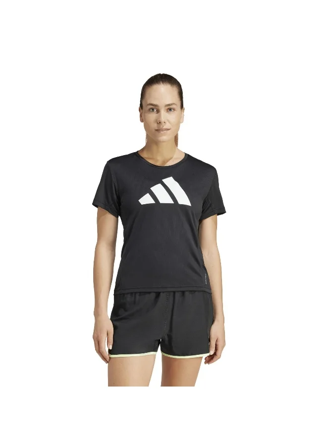اديداس Adidas Run It Tee Black Running T-Shirts For Women XS