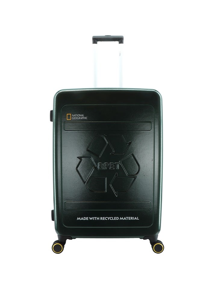 NATIONAL GEOGRAPHIC National Geographic RPET Balance Hardshell Large Check-In Suitcase, Durable Lightweight  TSA Combination Lock Travel Luggage, 4 Quite Spinner Wheel Trolley Bag (28 Inch) Green.  - Image 1