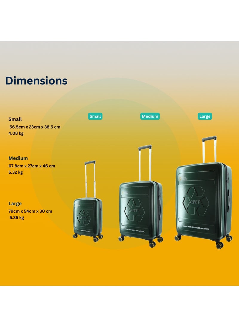 NATIONAL GEOGRAPHIC - National Geographic RPET Balance Hardshell Large Check-In Suitcase, Durable Lightweight  TSA Combination Lock Travel Luggage, 4 Quite Spinner Wheel Trolley Bag (28 Inch) Green. - Image 1
