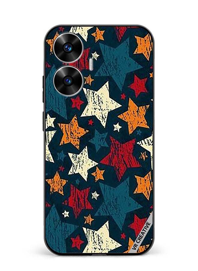 VR CREATIVE Protective Case Cover For Realme C55 Colorful Stars Design Multicolour - Image 1