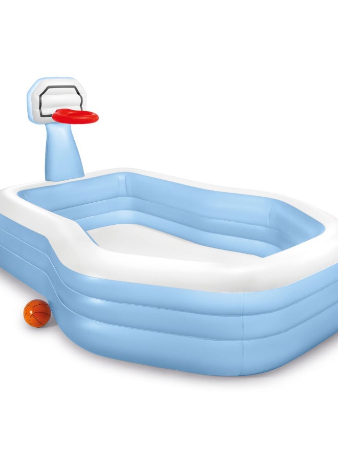INTEX Swim Center Shootin Hoops Inflatable Kiddie Swimming Pool Blue and White 682 Liter INT57183  - Image 4