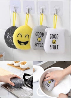 Generic 4 Pieces Magic Smile Face Sponge Strong thick sponge to remove dirt from dishes  - Image 1