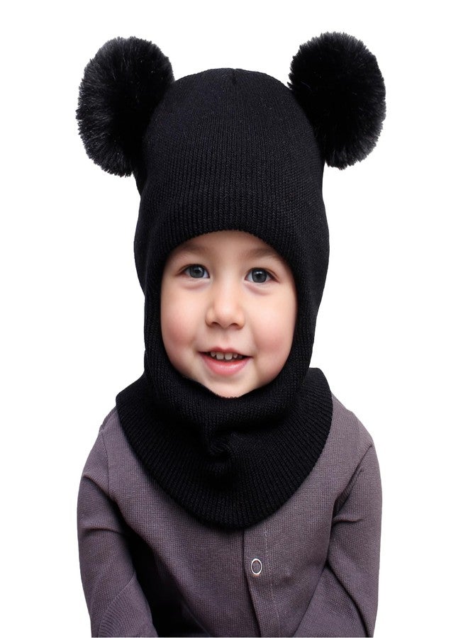 ENBAOHUI Baby Winter Hat Scarf 2 Packs Toddler Winter Hat Boys Girls Beanies for Kids Knit Warm Kids Beanie hat 1-6T Black&Khaki - Image 4