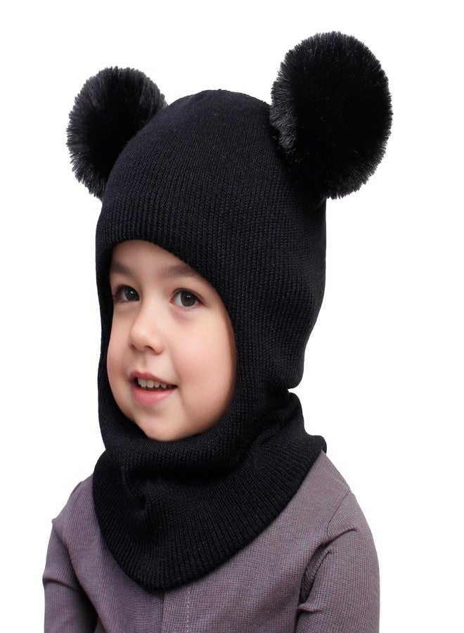 ENBAOHUI Baby Winter Hat Scarf 2 Packs Toddler Winter Hat Boys Girls Beanies for Kids Knit Warm Kids Beanie hat 1-6T Black&Khaki - Image 5