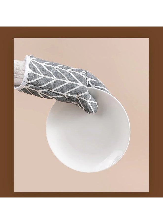 O Ozone Cotton Oven Mitts Pot Holders Heat Resistant Cooking Gloves (Grey Pattern)  - Image 5