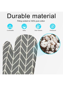 O Ozone Cotton Oven Mitts Pot Holders Heat Resistant Cooking Gloves (Grey Pattern)  - Image 2
