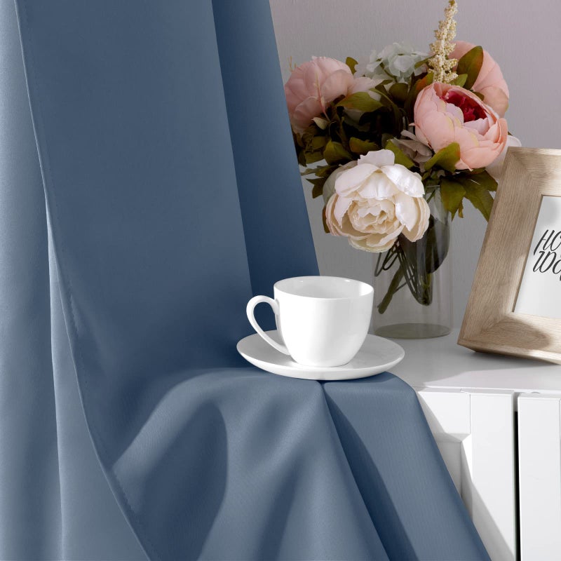 HOMEIDEAS HOMEIDEAS Stone Blue Blackout Curtains 52 X 63 inches Long 2 Panels Room Darkening Bedroom Window Curtains  Grommet Fall Curtains for Living Room - Image 5