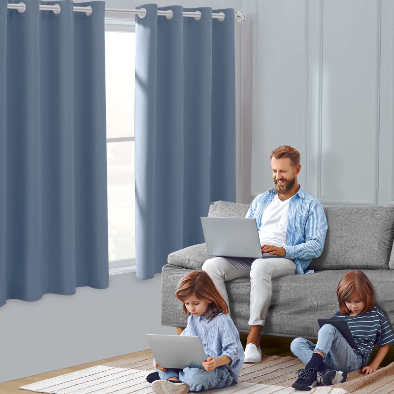 HOMEIDEAS HOMEIDEAS Stone Blue Blackout Curtains 52 X 63 inches Long 2 Panels Room Darkening Bedroom Window Curtains  Grommet Fall Curtains for Living Room - Image 2
