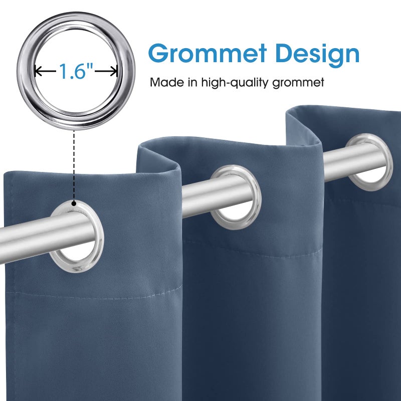 HOMEIDEAS HOMEIDEAS Stone Blue Blackout Curtains 52 X 63 inches Long 2 Panels Room Darkening Bedroom Window Curtains  Grommet Fall Curtains for Living Room - Image 4