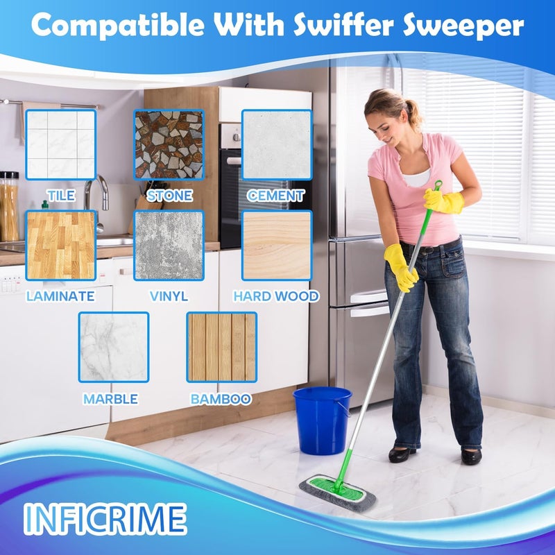 أقمشة ممسحة من الألياف الدقيقة قابلة لإعادة الاستخدام متوافقة مع ممسحة Swiffer Sweeper، عبوة من 6 قطع من أقمشة الكنس الجاف وأقمشة المسح الرطب، أقمشة ممسحة قابلة للغسل لتنظيف الأسطح/الأرضيات الخشبية (الممسحة غير متضمنة) - Image 5