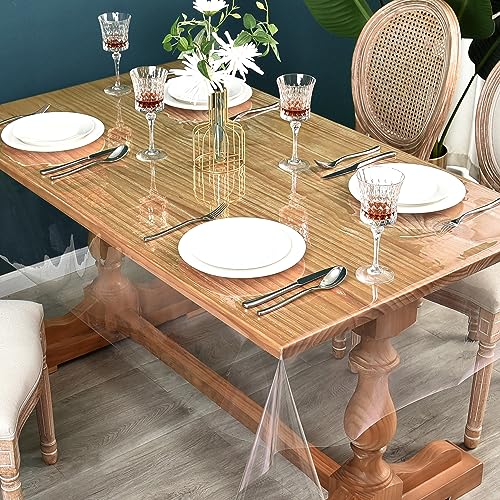 Nasitos 2 Pack Plastic Table Cloth 60x84 Inch-100% Waterproof Clear Table Cover Protector, PVC Sheet Oil Spill Proof Wipeable Table Cloth Disposable for Picnic, Dining, Parties, Outdoor & Indoor Uses - Image 2