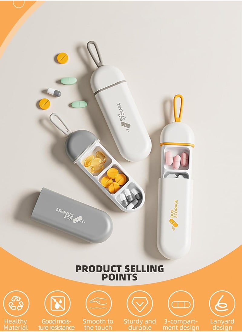 yIFeNG 3 PCS Travel Pill Organizer, Portable Pill Box with Silicone Carrying Rope, Pocket Pill Case with Moisture-Proof Strip, Small Medicine Box Prefect Gift for Office, Trip, Gym  - Image 2